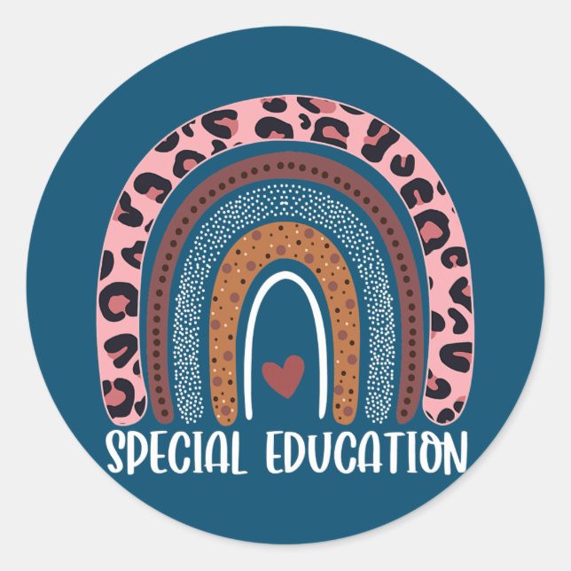 Pegatina Redonda Special Education Teacher SPED Leopard Boho (Anverso)