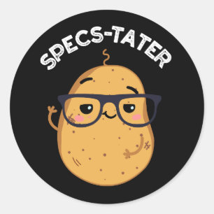 Pegatina Redonda Speckter Funny Potato Spectacle Pun Dark BG