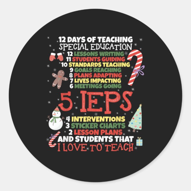 Pegatina Redonda SPED School Tee Gracioso Profesor de Educación Esp (Anverso)