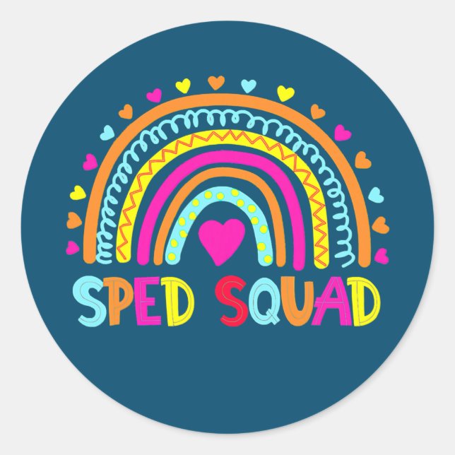 Pegatina Redonda Sped Squad, profesor especial de arcoiris, vuelve  (Anverso)