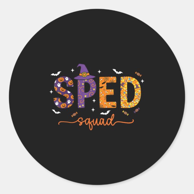 Pegatina Redonda Sped Squad Team Special Education Teacher Hallowee (Anverso)