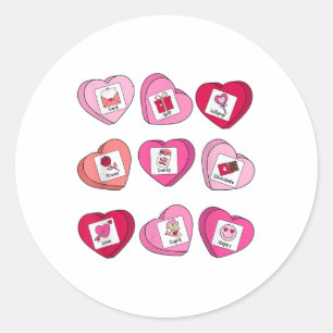 Pegatina Redonda Sped Teacher Valentine Heart Candy Educación Espec