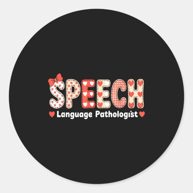 Pegatina Redonda Speech Language Pathologist Valentines Day Slp The (Anverso)