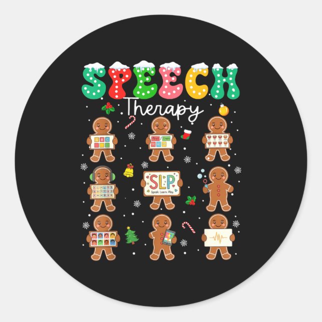 Pegatina Redonda Speech Therapy Christmas Slp Therapy Cookies Ginge (Anverso)