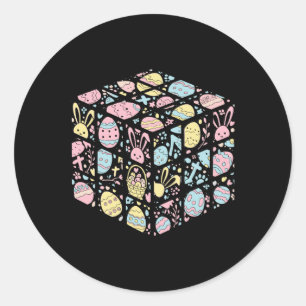 Pegatina Redonda Speed Cube Bunny Easter Egy Easter Day Boys Mens K