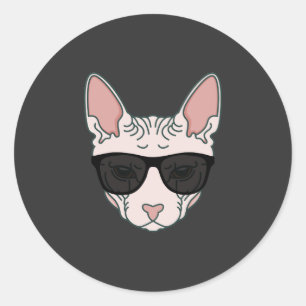 Pegatina Redonda Sphinx Cat Gafas de sol negras