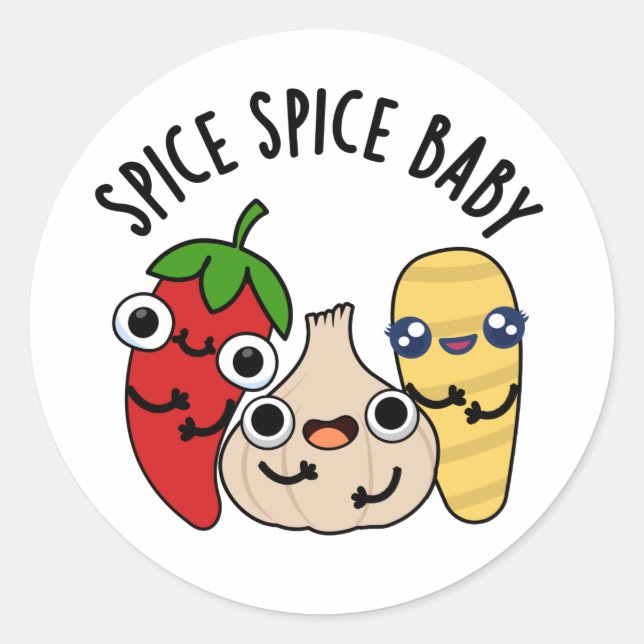 Pegatina Redonda Spice Baby Funny Food Pun (Anverso)