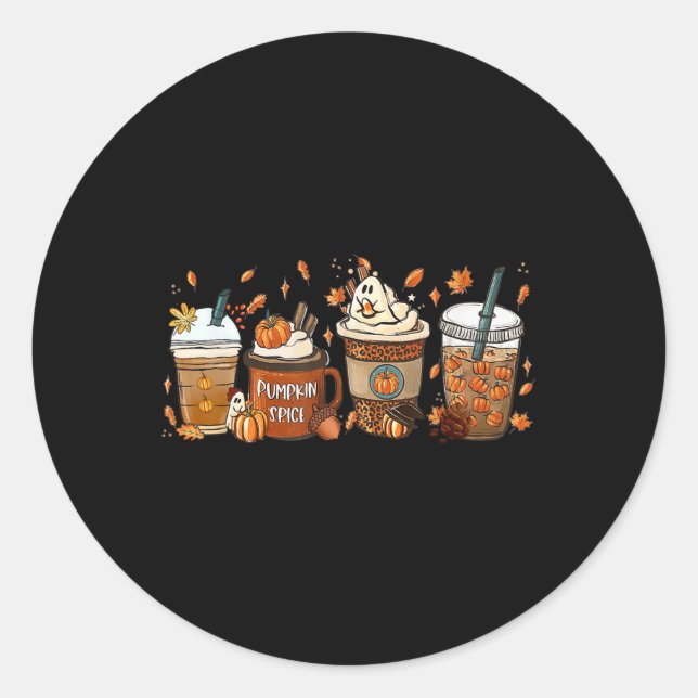 Pegatina Redonda Spice Latte Fall Café Calabaza Spice Thankding (Anverso)