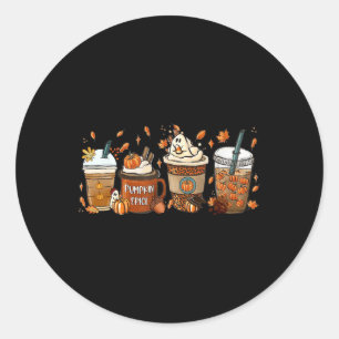 Pegatina Redonda Spice Latte Fall Café Calabaza Spice Thankding