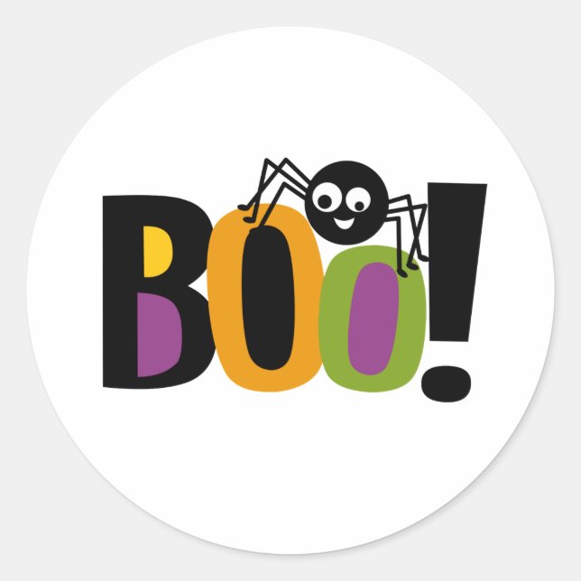 Pegatina Redonda Spider BOO Halloween (Anverso)
