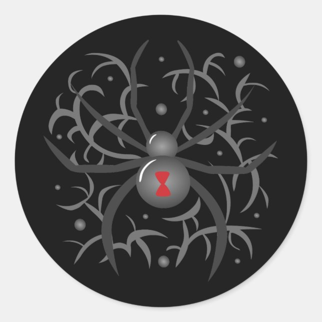 Pegatina Redonda Spider de viuda negra (Anverso)