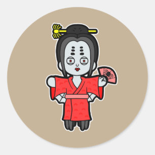 Pegatina Redonda Spider Lady Jorogumo - Yokai Japonés