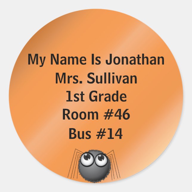 Pegatina Redonda Spider Nametag (Anverso)