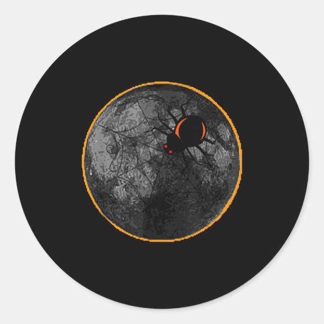 Pegatina Redonda Spider Web Arachnid Moon Solar (Anverso)