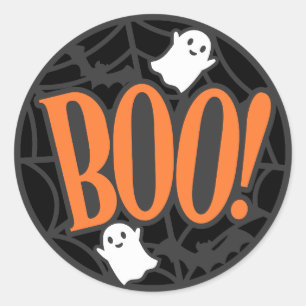 Pegatina Redonda Spider Web Ghost Boo! Halloween