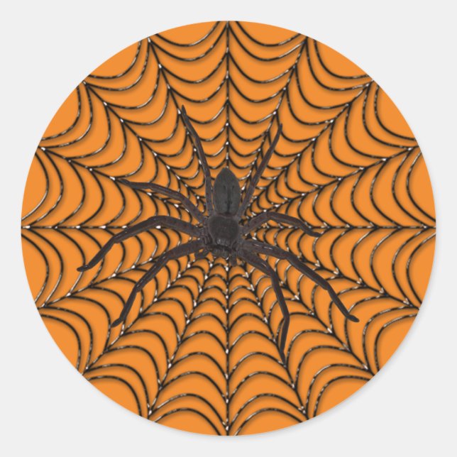Pegatina Redonda Spider Web Y Black Spider Halloween (Anverso)