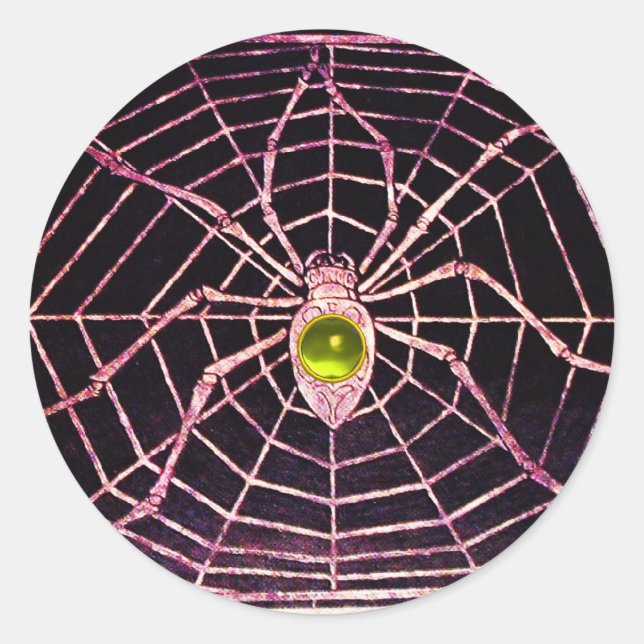 Pegatina Redonda SPIDER Y WEB Yellow Topaz Black (Anverso)