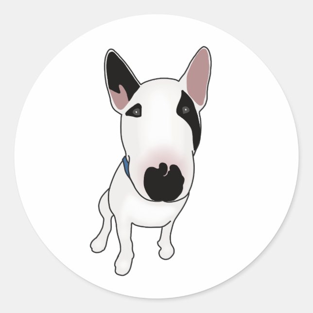 Pegatina Redonda Spike el Bull Terrier Inglés (Anverso)