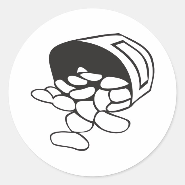 Pegatina Redonda Spilled Beans Black and White Outline (Anverso)