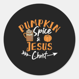 Pegatina Redonda Spin De Calabaza Y Jesucristo Diversión Caer Crist