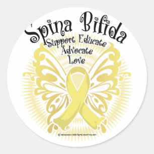 Pegatina Redonda Spina Bifida Butterfly 3