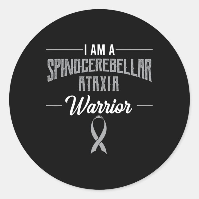 Pegatina Redonda Spinocerebellar Ataxia Warrior Awareness Ribbon Sc (Anverso)