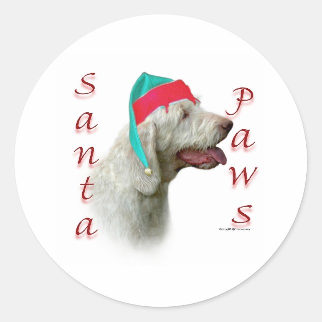 Pegatina Redonda Spinone Italiano Santa Paws (Anverso)