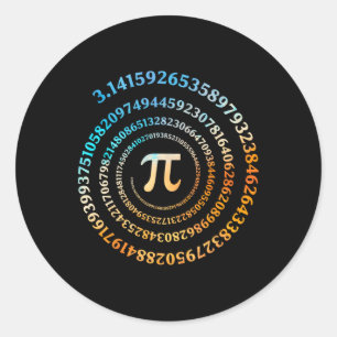 Pegatina Redonda Spiral Pi Day Retro Pi Número 3.14 Símbolo Pi Day 