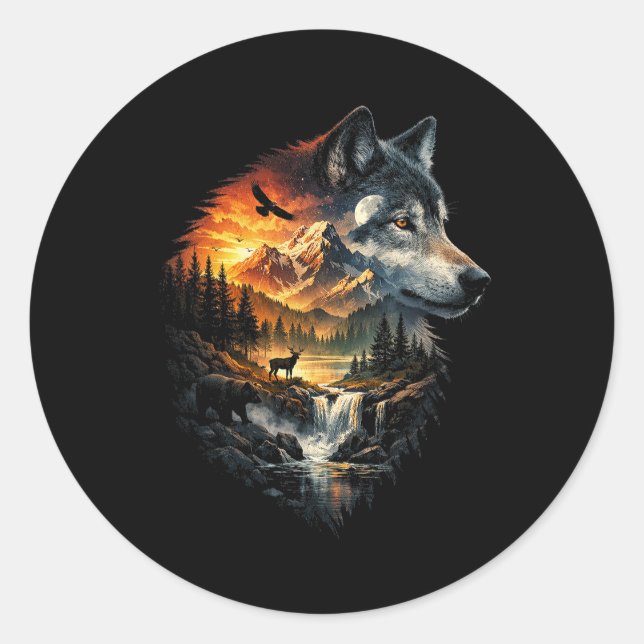 Pegatina Redonda Spirit of the Wilderness (Anverso)