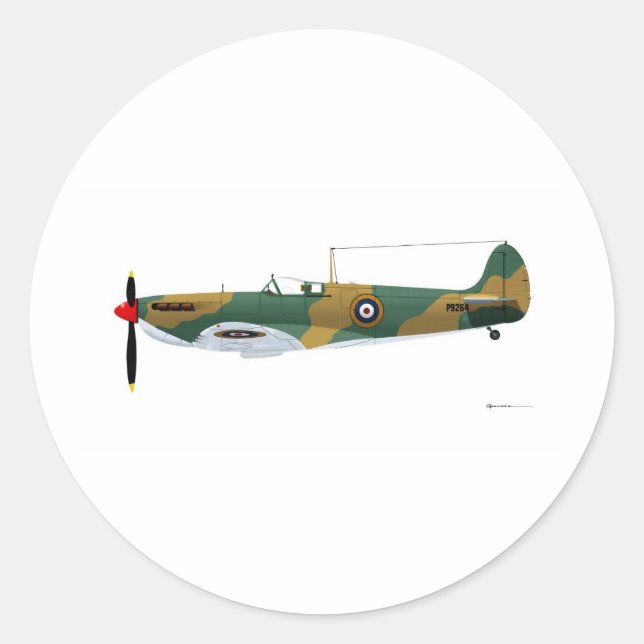 Pegatina Redonda Spitfire supermarino (Anverso)