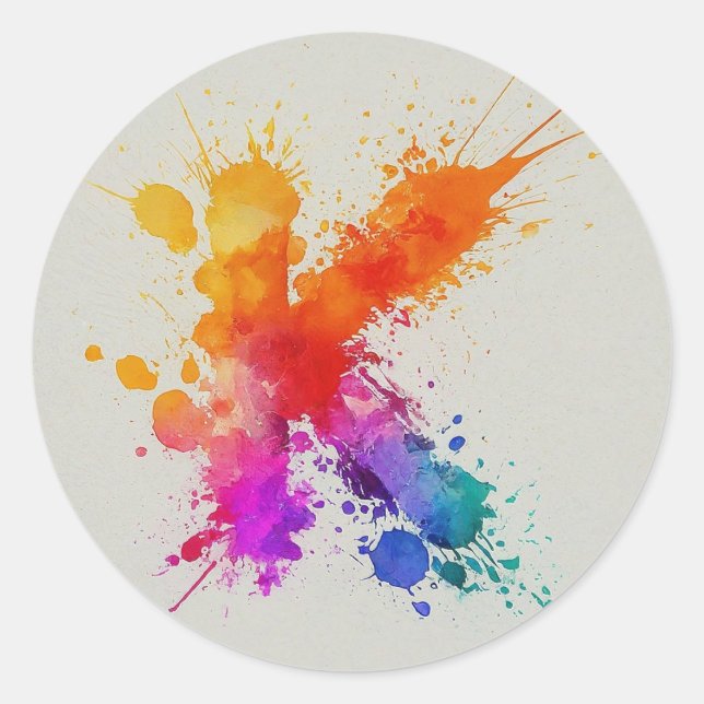 Pegatina Redonda Splash acuático K (Anverso)