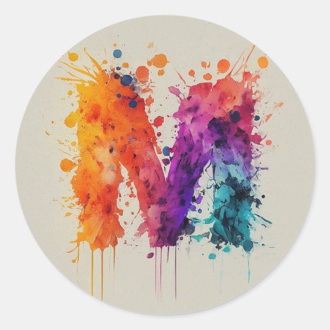 Pegatina Redonda Splash acuático M (Anverso)