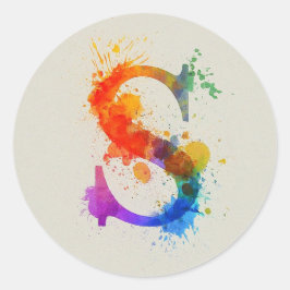 Pegatina Redonda Splash de acuarela S