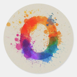 Pegatina Redonda Splash O de acuarela