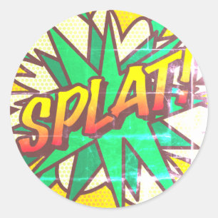 Pegatina Redonda SPLAT Fun Retro Libro De Historietas Pop Art