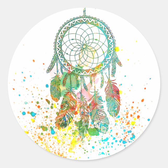 Pegatina Redonda Splatter de Dreamcatcher (Anverso)
