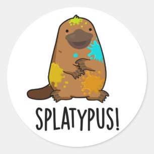 Pegatina Redonda Splatypus Funny Animal Platypus Pun