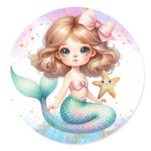 Splish Splash Mermaid Fiestas Pegatinas