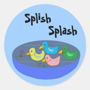 Pegatina Redonda Splish Splash - pegatinas