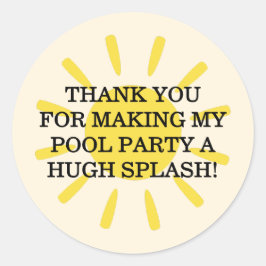 Pegatina Redonda Splish Splash Pool Party Bash Birthday