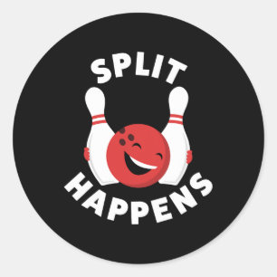 Pegatina Redonda Split Ocurre Graciosamente Camisa De Boliche Para 