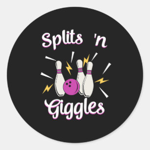 Pegatina Redonda Splits n Giggles Funny Bowler Team Bowler Sports