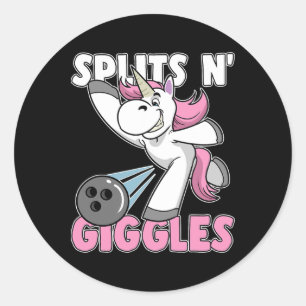 Pegatina Redonda Splits N' Giggles Unicorn Bowler