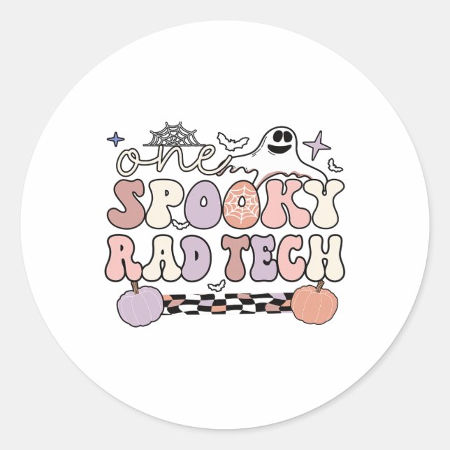Pegatina Redonda Spookone Radiology Tech Halloween Rad Technologist (Anverso)