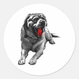 Pegatina Redonda Spookone Red Tongue Pup