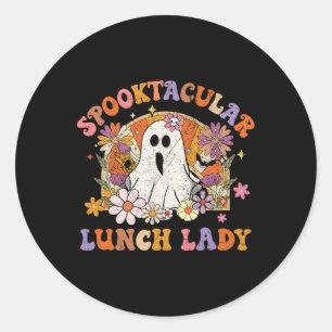 Pegatina Redonda Spooktacular Lunch Lady Happy Halloween Spooky Mat