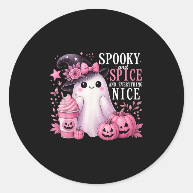 Pegatina Redonda Spooky And Spice And Everything Nice Halloween Pin (Anverso)