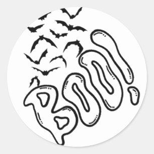 Pegatina Redonda Spooky Bats and Boo Halloween Design