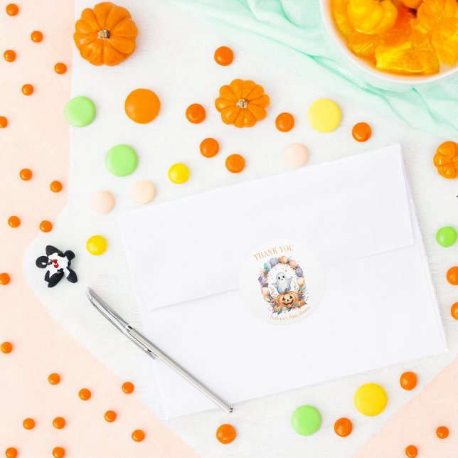 Pegatina Redonda Spooky Cute Baby Shower (Subido por el creador)