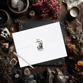 Pegatina Redonda Spooky Grim Reaper Graveyard Crow Gothic Halloween